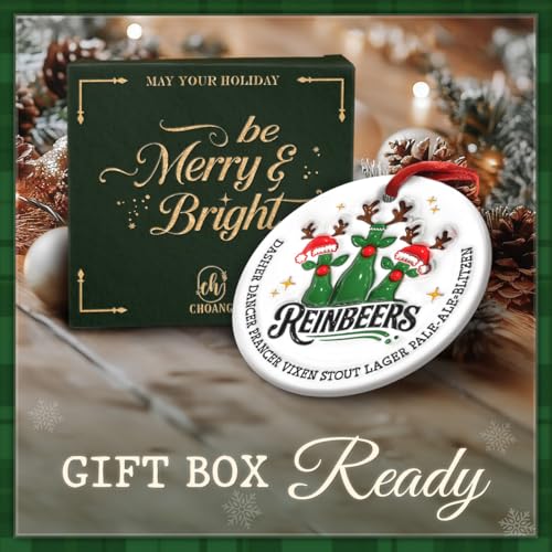 Rein-Beers Funny Beer Christmas Ornament 2026 – Ceramic Tree Decoration