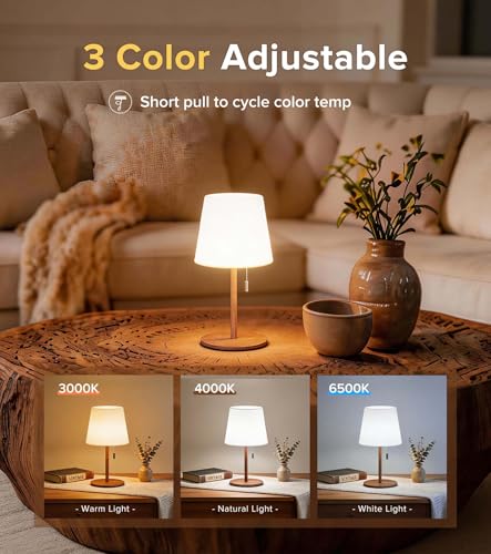 Wood Grain Rechargeable Cordless Shower Lamp 5400mAh Waterproof Bathroom Light