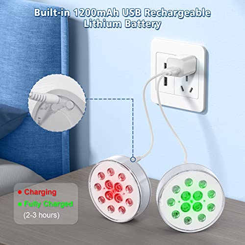 2 Pack Rechargeable Underwater Pool Lights with Remote, 16 Colors, IP68 Waterproof