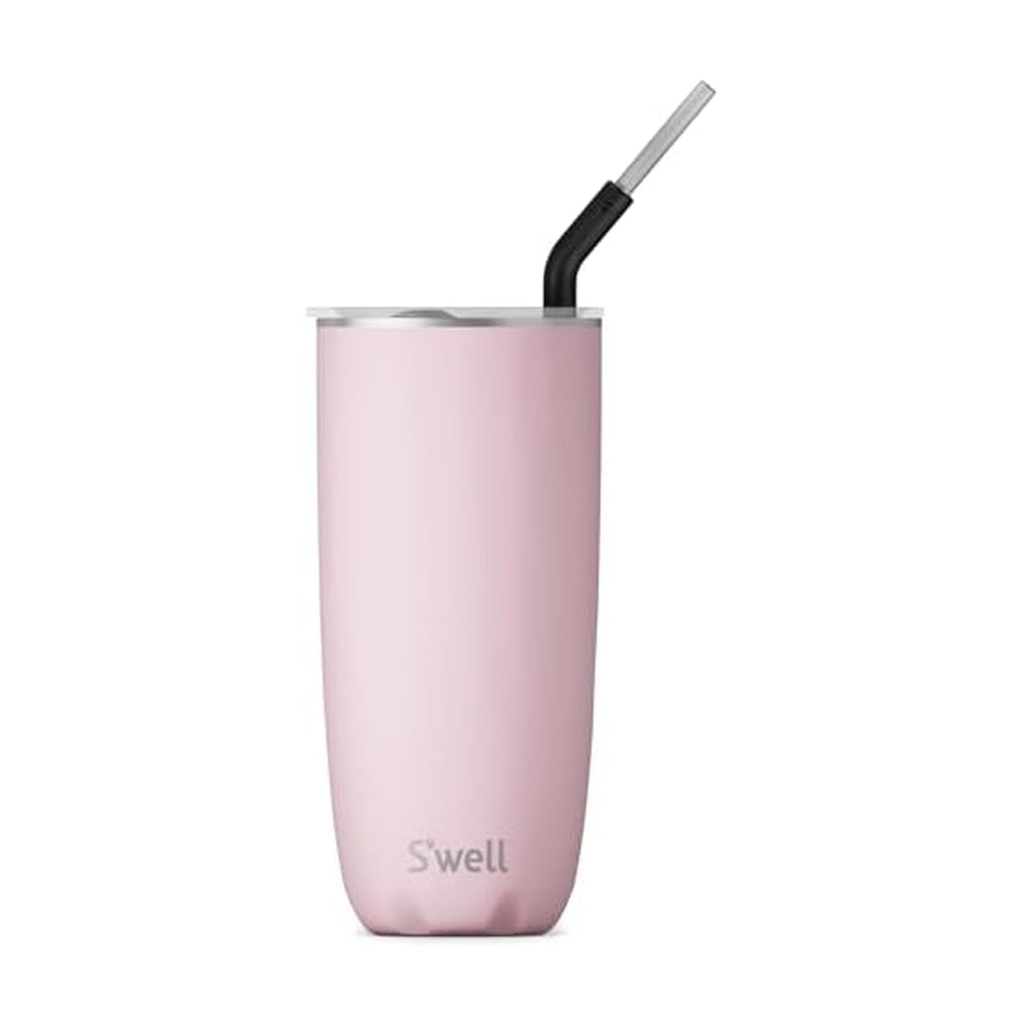 S'well Stainless Steel Tumbler with Straw and Slide-Open Lid, 24oz, Pink Topaz, Triple Layered Vacuum Insulated Containers Keeps Drinks Cold for 18 Hours and Hot for 5, BPA Free