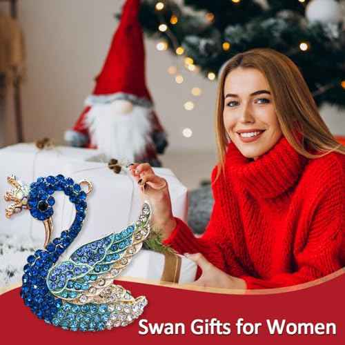 Blue Swan Christmas Ornaments 2025, Handmade Metallic Ornament with Rhinestone, Elegant Cute Ornament for Christmas Tree, Beautiful Ornaments for Kids, Girls,Women