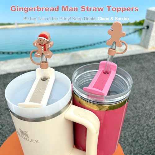 3D Gingerbread Man Straw Toppers for Christmas Stanley Cup