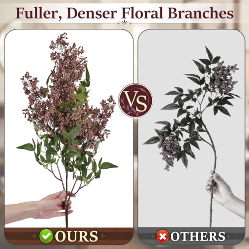 Dark Brown Nandina Berry Stems for Floral Arrangements - 4 Pack, 34 Inches - Variation: Brown