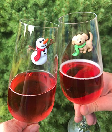 Simply Charmed Winter Cocoa Magnetic Wine Glass Charms Set of 6 Christmas Holiday