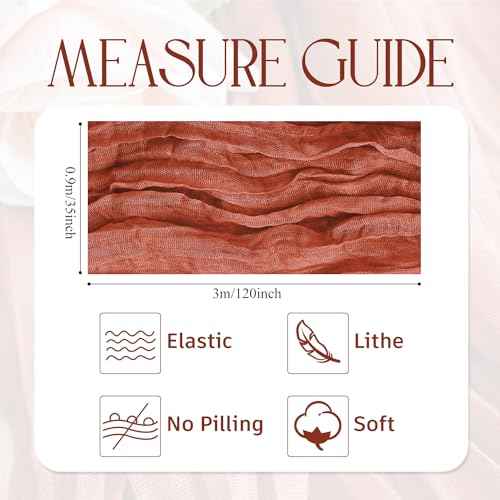 Wokceer Fall Table Runner Cheesecloth 10FT Boho Gauze Terracotta Cheese Cloth Table Runner Christmas Thanksgiving Rustic Sheer Runners for Baby Bridal Shower Wedding Easter