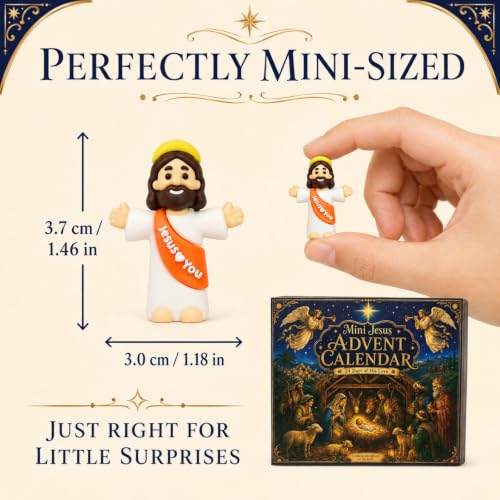 Mini Jesus Advent Calendar 2026,24 Day Christmas Countdown with 24