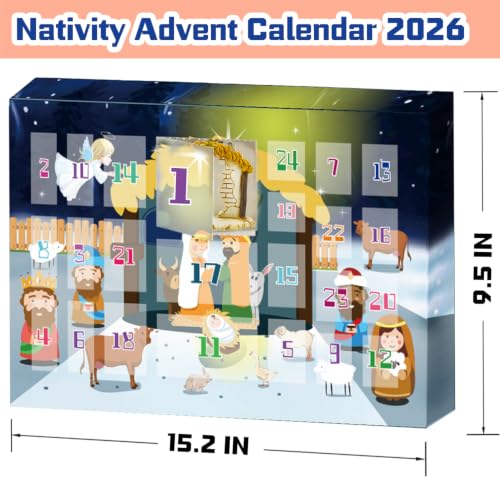 Nativity Advent Calendar 2026 Kids Christmas Nativity Set 24 Figures