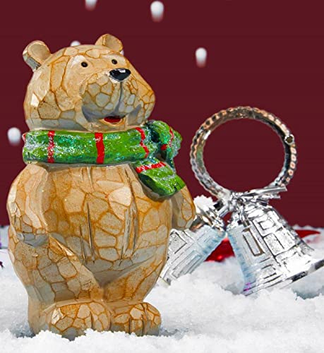 Floryden 6.5-inch Wooden Bear Christmas Decor - Resin Holiday Figurines for Home & Garden