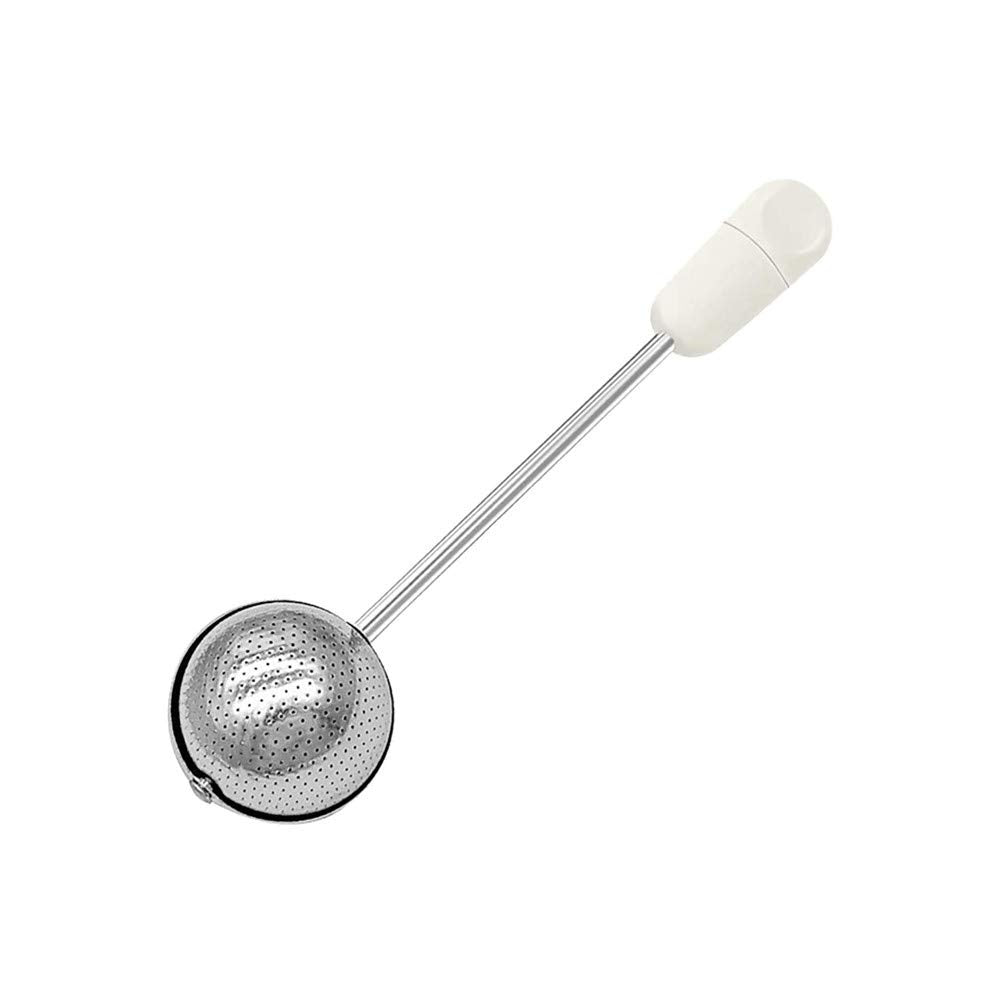 Sugar Shaker Duster Wand for Flour and Spices, Stainless Steel Spoon Powder Sugar Duster, Rotating Tea Filter, Easy One-handed Operation (White)