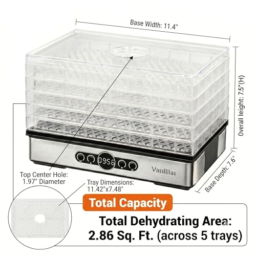 Vassillias Small Food Dehydrator Dryer for Fruits, Vegetables & Jerky