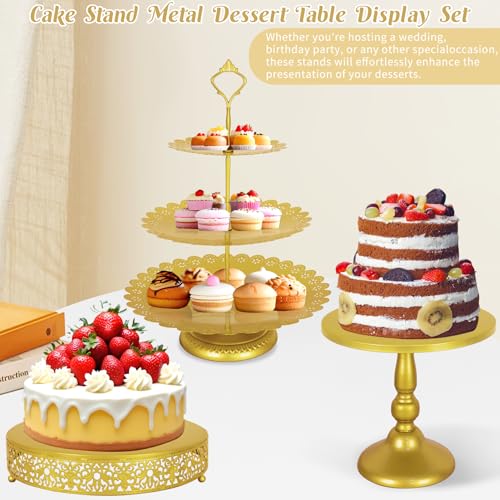 Gold 8-Piece Cake Stand Set Metal Dessert Display Tiered Serving Trays