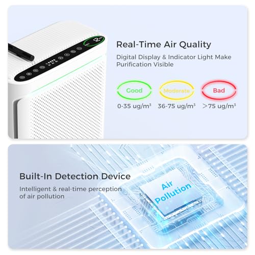VOOPNU Air Purifier with H13 Filter & Air Quality Display, Auto & Sleep Mode