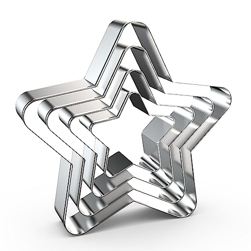 Stars Cookie Cutter Set Large - 5 inch, 4 3 2 inch Rounded Pentagram