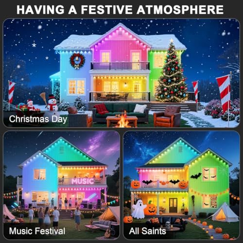 150FT Outdoor RGB LED Light Strips with App Control Waterproof IP67 Halloween Christmas