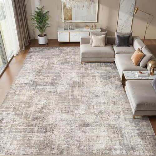 8x10 Abstract Washable Area Rug for Living Room Brown & Grey