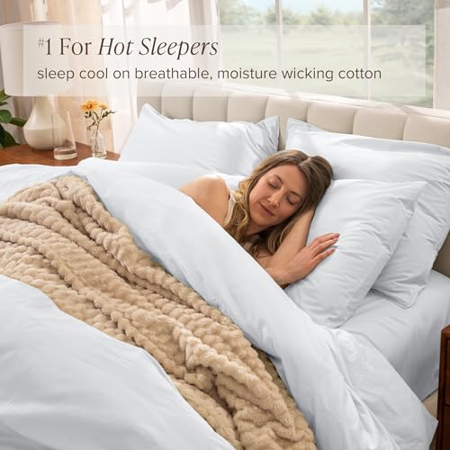 Organic Cotton Percale Duvet Cover Set King / White - No Comforter