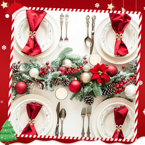 Christmas Candy Cane Napkin Rings Set of 6 – Napkin Holders, Candy Cane Design, DTOFOOT (Christmas Candy Cane)