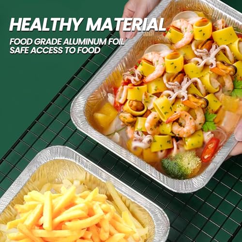 20 Pack Aluminum Foil Pans with Clear Lids - 9x13 Half Size Deep Disposable Bakeware