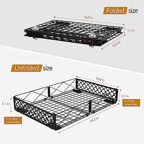 Under Bed Storage with Wheels Pack of 4 - Low Profile Rolling Organizer Bins