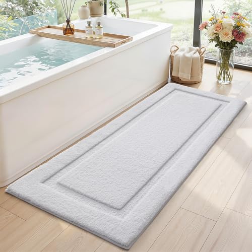 LUMI Ultra Soft Bathroom Runner Rug - Non Slip 24x60 White