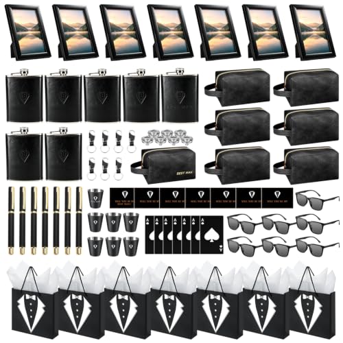 Black 84-Piece Groomsmen Gifts Set for Wedding Party - 7 Sets