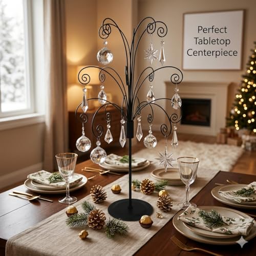 Black 20-Inch Metal Ornament Display Stand for Crystal & Collectibles
