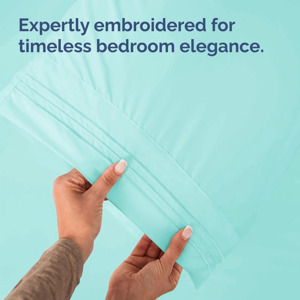 King Standard Pillow Cases | Soft Hotel Quality Covers - Cozy & Fade Resistant - Spa Blue - Set of 2