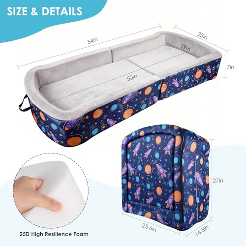 Foldable Portable Toddler Travel Bed with Washable Cover - Blue