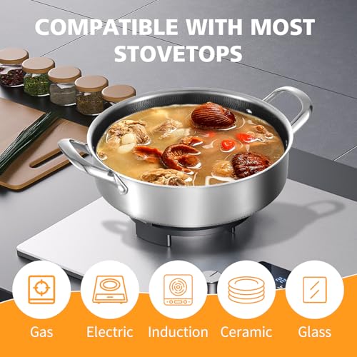 Stainless Steel 14 Inch Deep Saute Pan with Lid - 7QT Nonstick Frying Pan