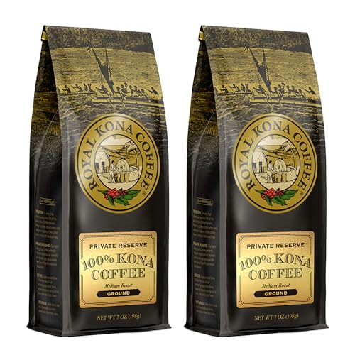Kona Coffee Ground Private Reserve - Medium Roast, 2 Pack, 7 Ounce Each