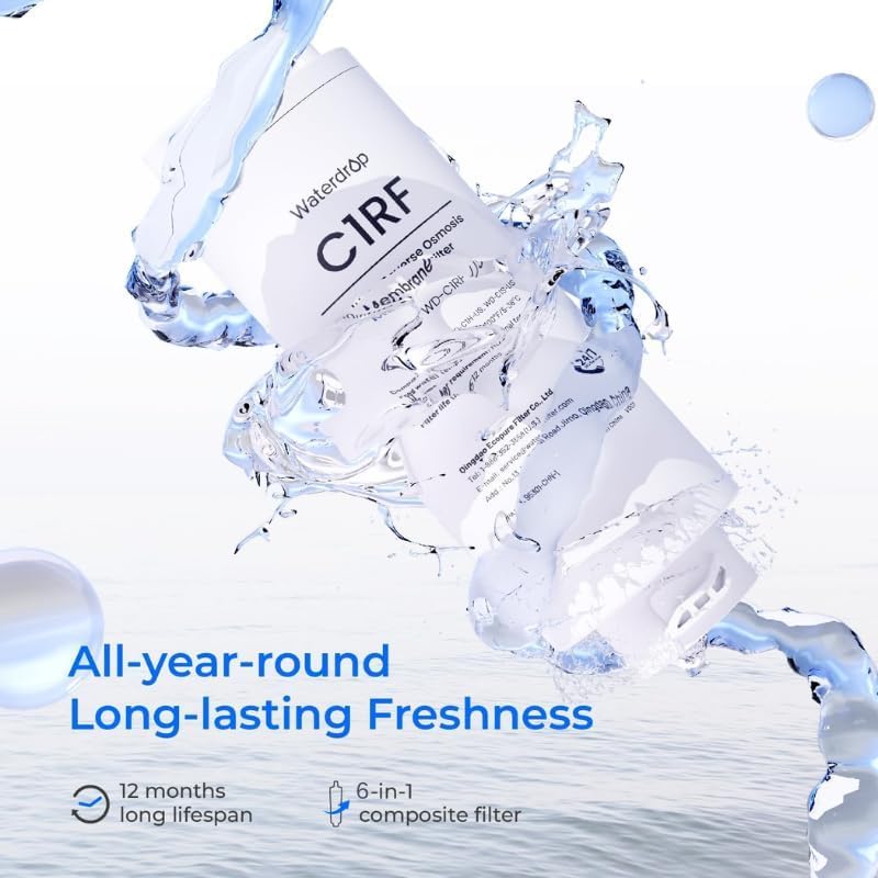 Waterdrop C1RF Water Filter Replacement for C1S C1H RO Systems, 12-Month Lifespan