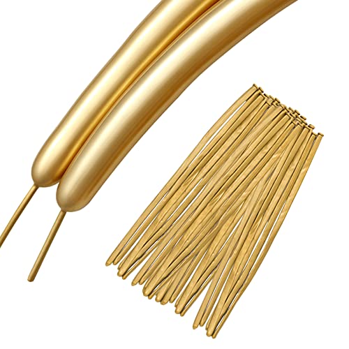 Gold Metallic Chrome Long Balloons, 50pcs Gold 260 Balloons for Balloon Animals, Thickened Skinny Twisting Balloons for Christmas, Halloween, Birthday, Wedding Party Decor