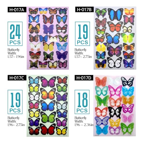 80pcs Butterfly Wall Decor - Plastic Butterflies Wings Foldable Removable Waterproof Reusable Mural Wall Stickers for Home Room Bedroom Nursery Party Wedding Christmas Decorations