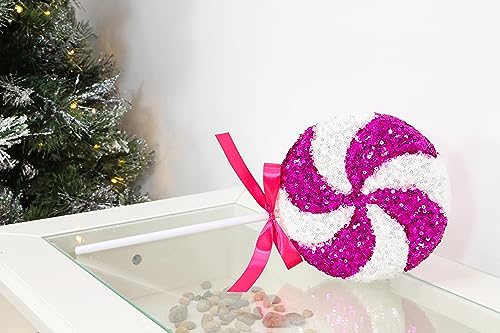 Giant 36cm Sparkly Sequin Lollipop Christmas Decoration - 11 Colors Available