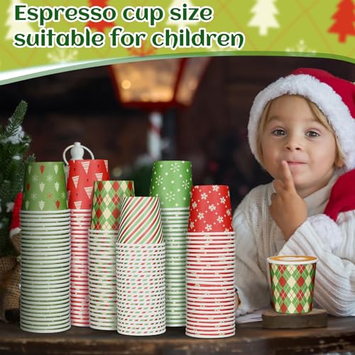 Maxcheck 300 Pack Christmas Disposable Paper Cups 4oz Holiday Party Drinkware