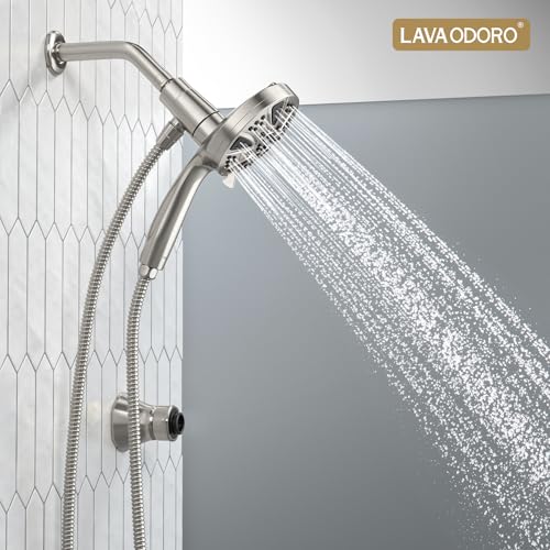 LAVA ODORO Handheld Shower Head with Magnetic Dock in Brushed Nickel, 9 Modes & 72-Inch Hose