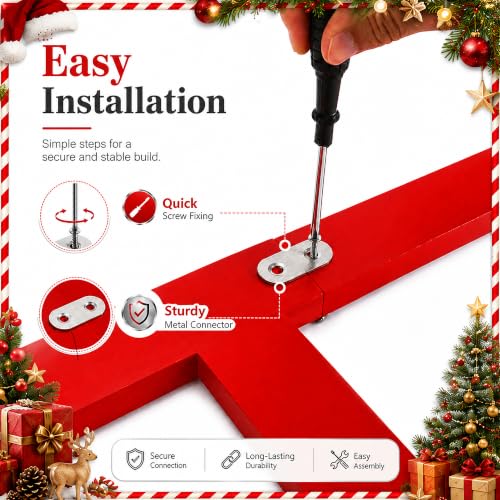 47-Inch Red Wooden Christmas Ladder Decor for Holiday Tree Displays