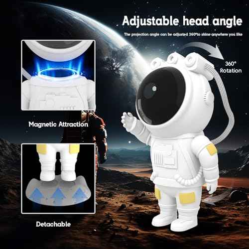Astronaut Star Projector Galaxy Night Light, Space Projector, Starry Nebula Ceiling LED Lamp, with Timer and Remote Control, Kids Room Decor Aesthetic, for Christmas, Birthdays, Valentine's Day