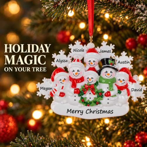 MAXORA Family of 6 Christmas Ornament 2026 Personalized Snowflakes Holiday Decor