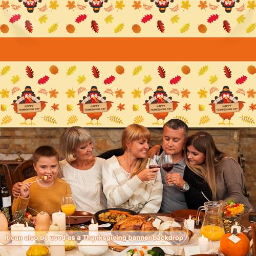 Yellow Thanksgiving Tablecloth 52x87 Inches - 2 Pack Indoor Outdoor Decor