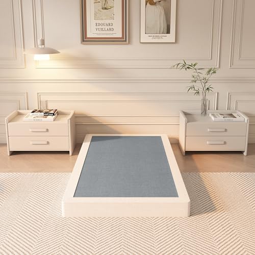 Twin Size Metal Box Spring with Fabric Cover - Heavy Duty Foundation, Easy Assembly, 3000 lbs Capacity