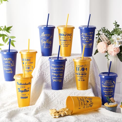 Uiifan 30 Pack Employee Appreciation Gift Cups Blue & Gold - 24oz Team Recognition