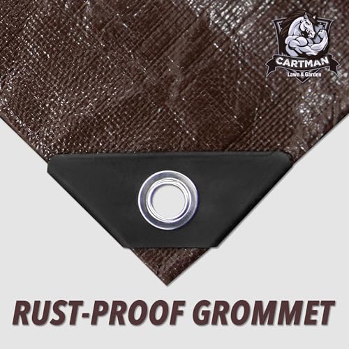 CARTMAN 12x20Ft Industrial Waterproof Poly Tarp Cover 20 Mil, Brown