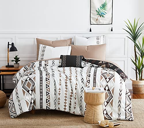 King Size Reversible Comforter Set - 7 Pieces Western Bedding Brown