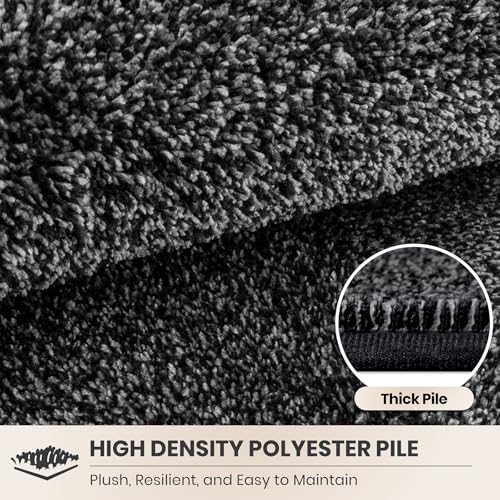 PURRUGS Charcoal Area Rug 48 x 72 Inches Low Profile Non-Slip Indoor Mat
