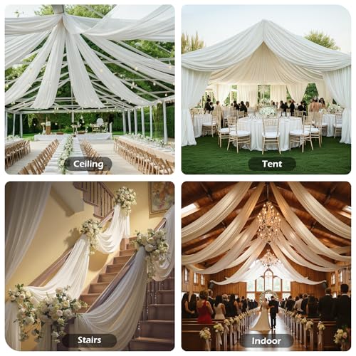 Party Village Ivory Ceiling Drapes 4 Panels 5ft x 30ft Wedding Party Decor