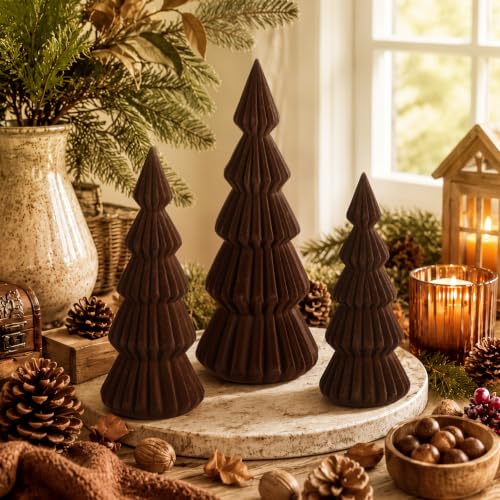 Relaxgiant Dark Brown Velvet Christmas Tree Decor Set of 3 (3 Sizes)