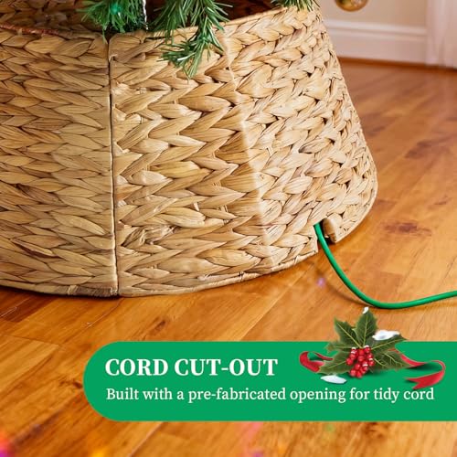 DUMOS 24.5in Christmas Tree Collar for 4–7ft Trees - Light Natural 24.5in