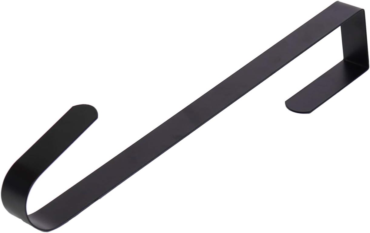 Sattiyrch 12" Wreath Hanger - Durable Steel Over The Door Hook for Front Door (Black, 2-Pack)