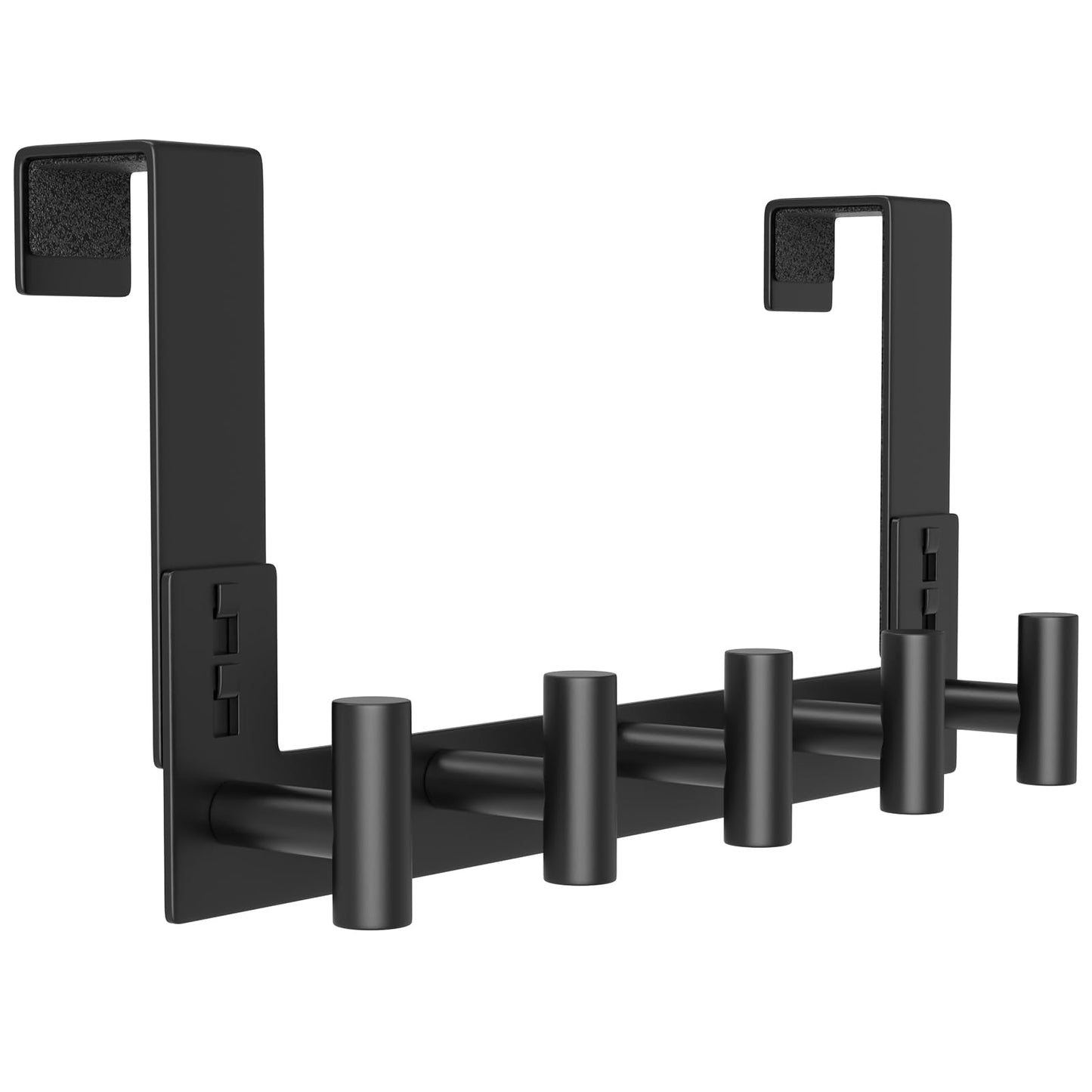 PMMASTO Over The Door Hooks, Door Hanger Hook for Hanging, Coat Rack Organizer for Bathroom, Towel Holder Bathroom Accessories (Black 5 T-Hooks-Fits 1-3/4" Thick Door)